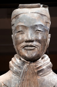 Een close up portret van een van de krijgers.