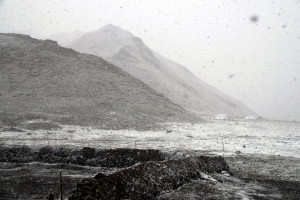 Tijdens de sneeuwbui