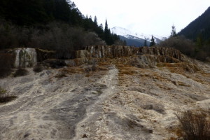 Mossen op de droge waterval in Huanglong